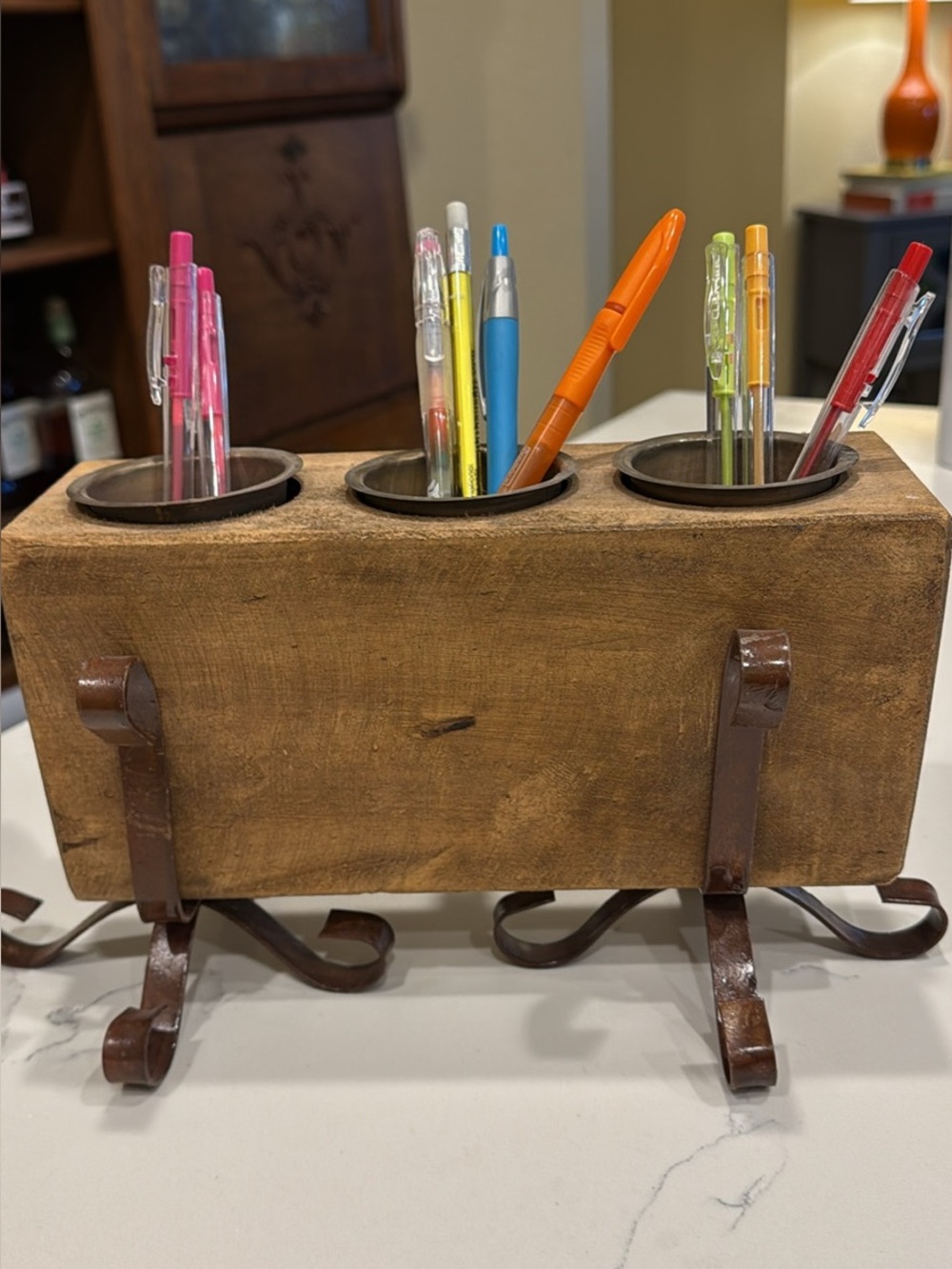 Vintage sugar mold- used for Desk Organizer Pen Holder - Brown